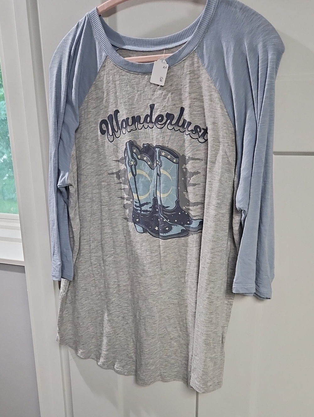 torrid Light Blue & Heather Gray Wanderlust Raglan Graphic Tee